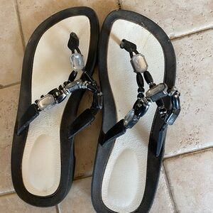 Elegant Black Beaded Women's Sandals